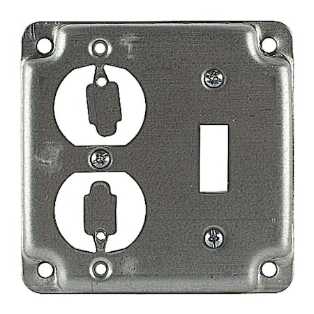 Steel City Square Steel 2 gang Combo Box Cover 1 Duplex Receptacle and 1 Toggle Switch RS 2